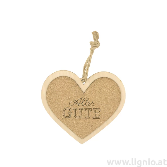 Kork Herz 12cm "Alles Gute"