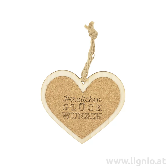 Kork Herz 12cm "Herzlichen Glückwunsch"
