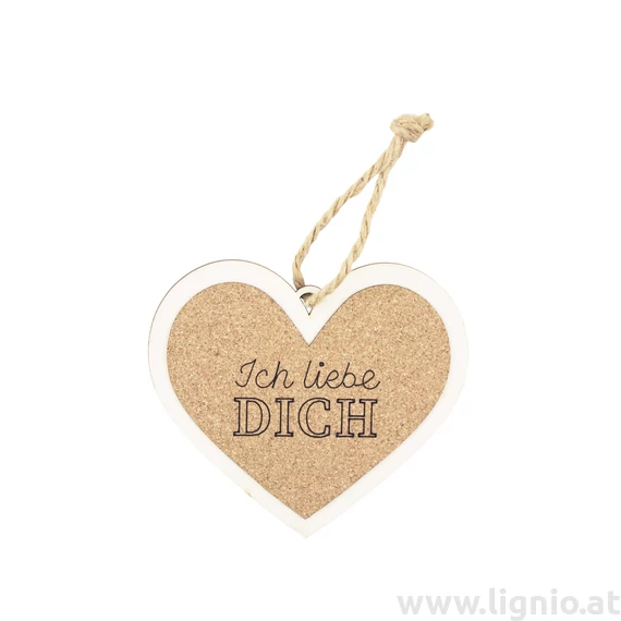 Kork Herz 12cm "Ich liebe Dich"