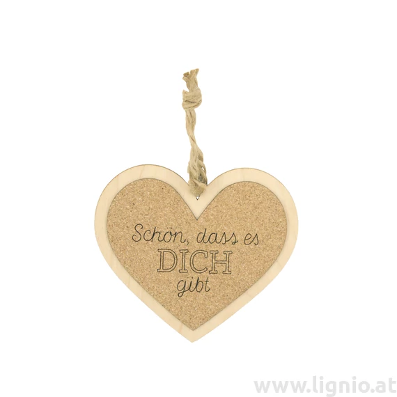 Kork Herz 12cm "Schön, dass es Dich gibt"