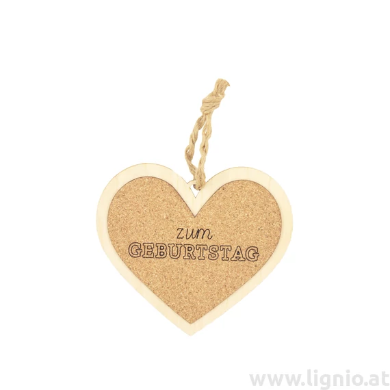 Kork Herz 12cm "Zum Geburtstag"