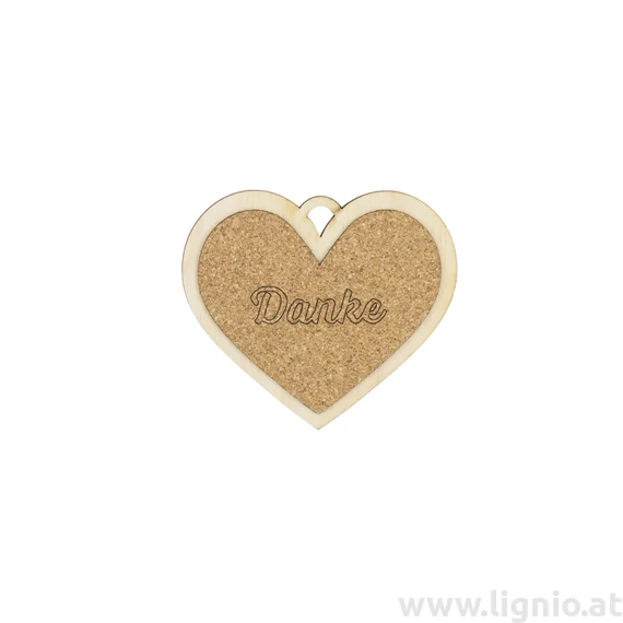 Kork Herz 8cm "Danke"