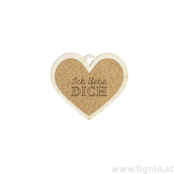 Kork Herz 8cm "Ich liebe Dich"