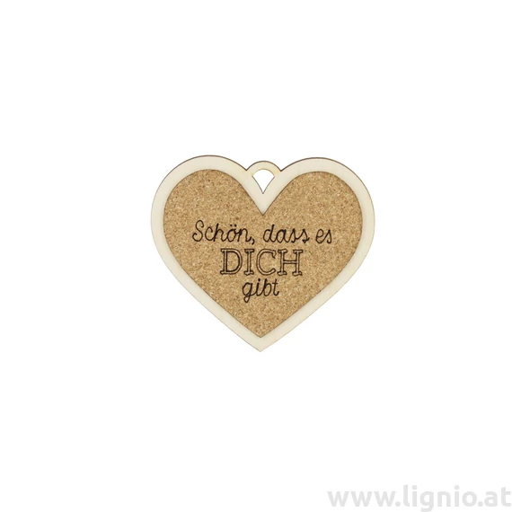 Kork Herz 8cm "Schön, dass es Dich gibt"