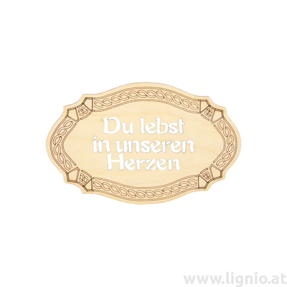 Tafel mittel "Du lebst in unseren Herzen"