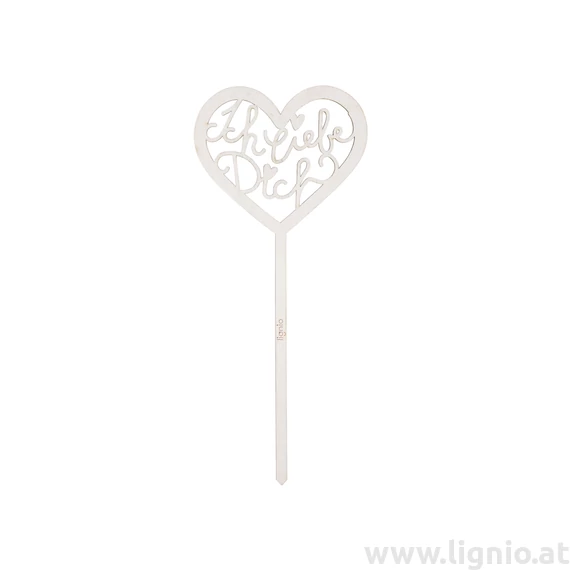 Blumenstecker "Ich liebe Dich- weiß"