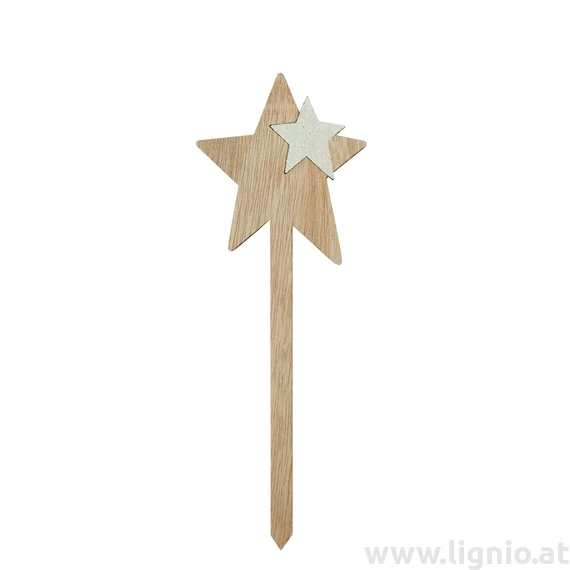Holzstecker Stern mit kleinen Stern