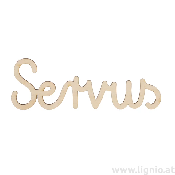 Holzschrift "Servus" groß natur